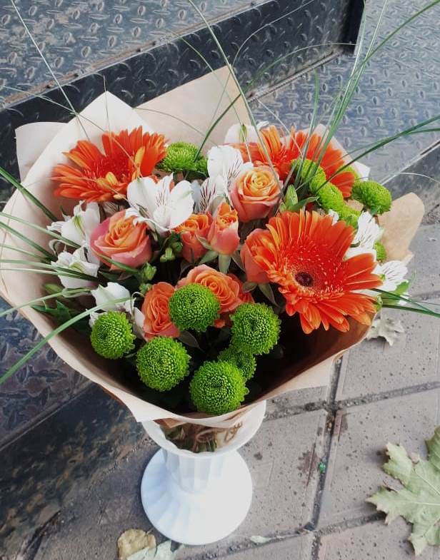 Букет цветов из: Герберы, Хризантемы, Альстромерии и Розы в Верхнем Ландехе