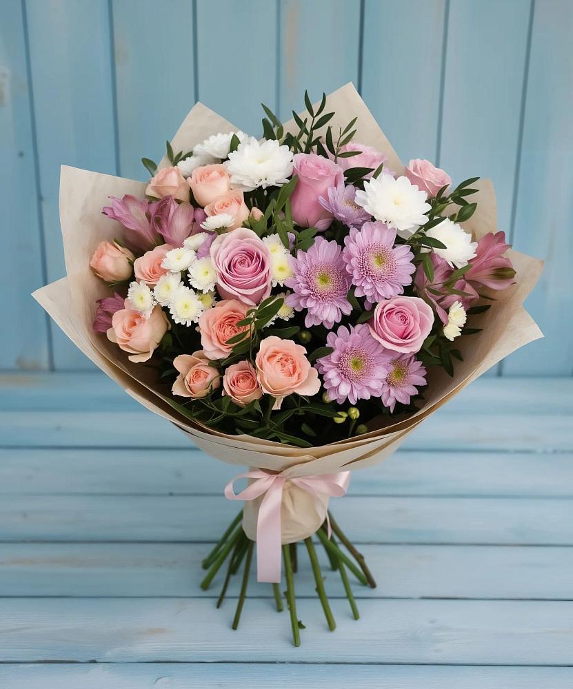 Букет цветов из: Хризантемы, Розы и Альстромерии в Верхнем Ландехе