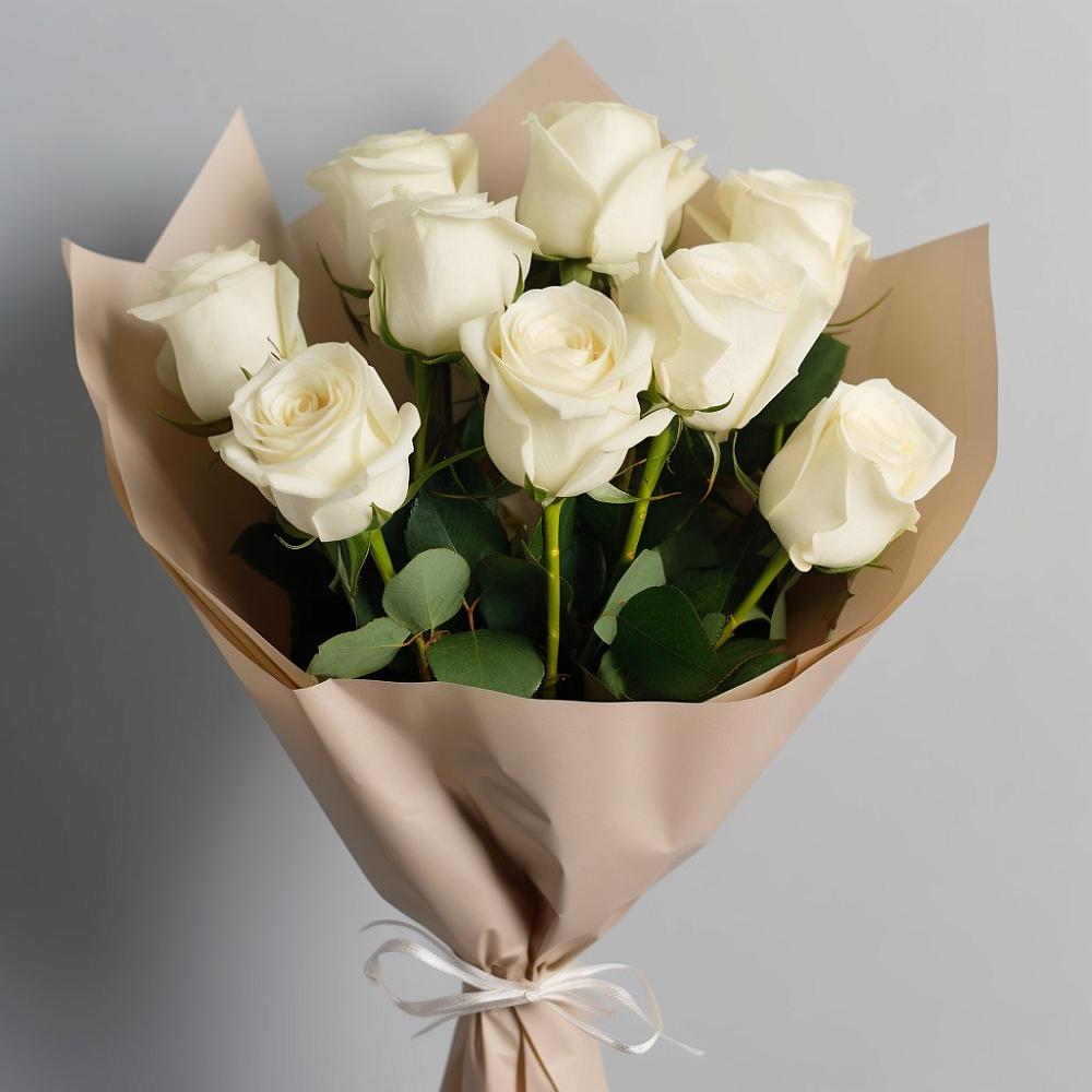 Букет 9 Белых роз Эдлесс Лав в Верхнем Ландехе