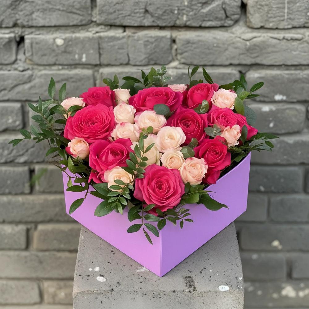 Цветочная композиция из Розы в коробке в Верхнем Ландехе