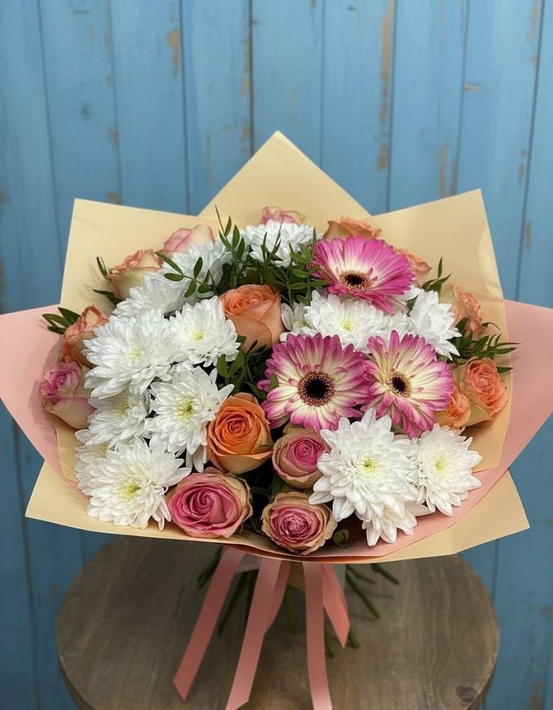 Букет цветов из: Розы, Герберы и Хризантемы в Верхнем Ландехе