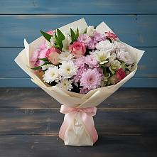 Букет цветов из:  Хризантемы, Альстромерии и Розы #REPLACE_PRED# Верхнем Ландехе