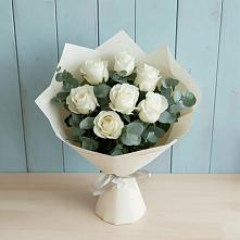 Букет Белые розы в Эвкалипте в Верхнем Ландехе