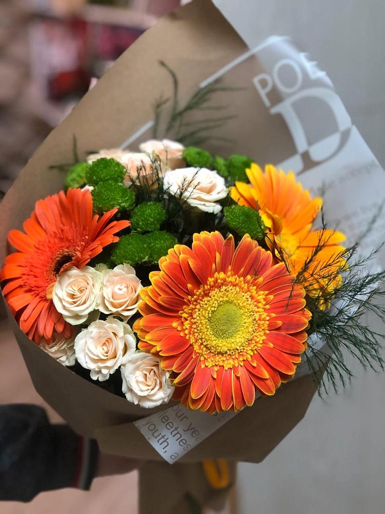 Букет цветов из: Герберы, Хризантемы и Розы в Верхнем Ландехе