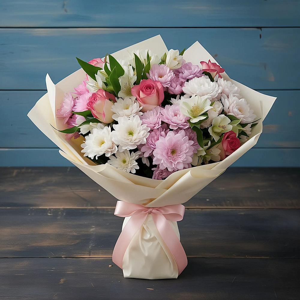 Букет цветов из: Хризантемы, Альстромерии и Розы в Верхнем Ландехе